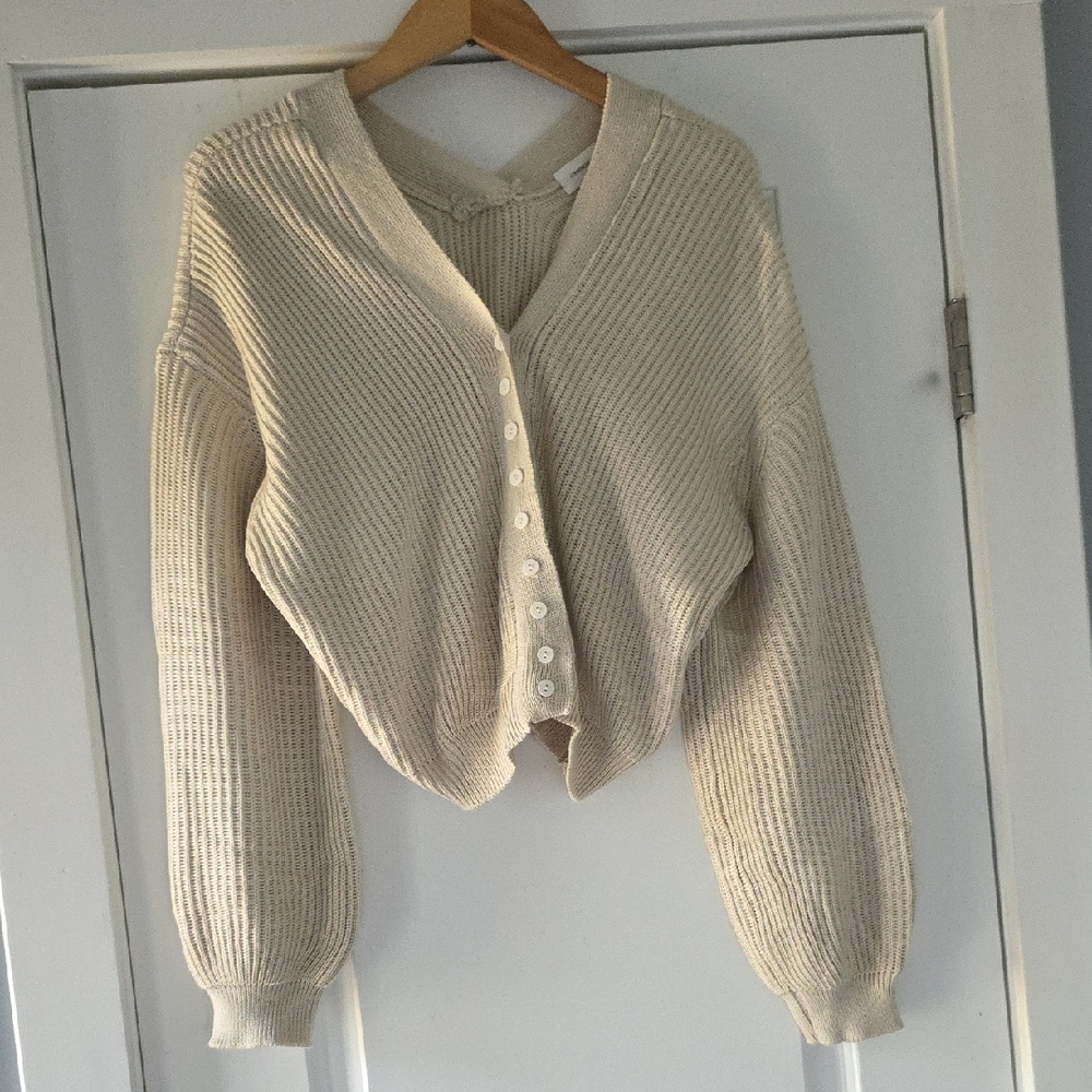 Goodnight Macaroon Beige Ribbed Cardigan